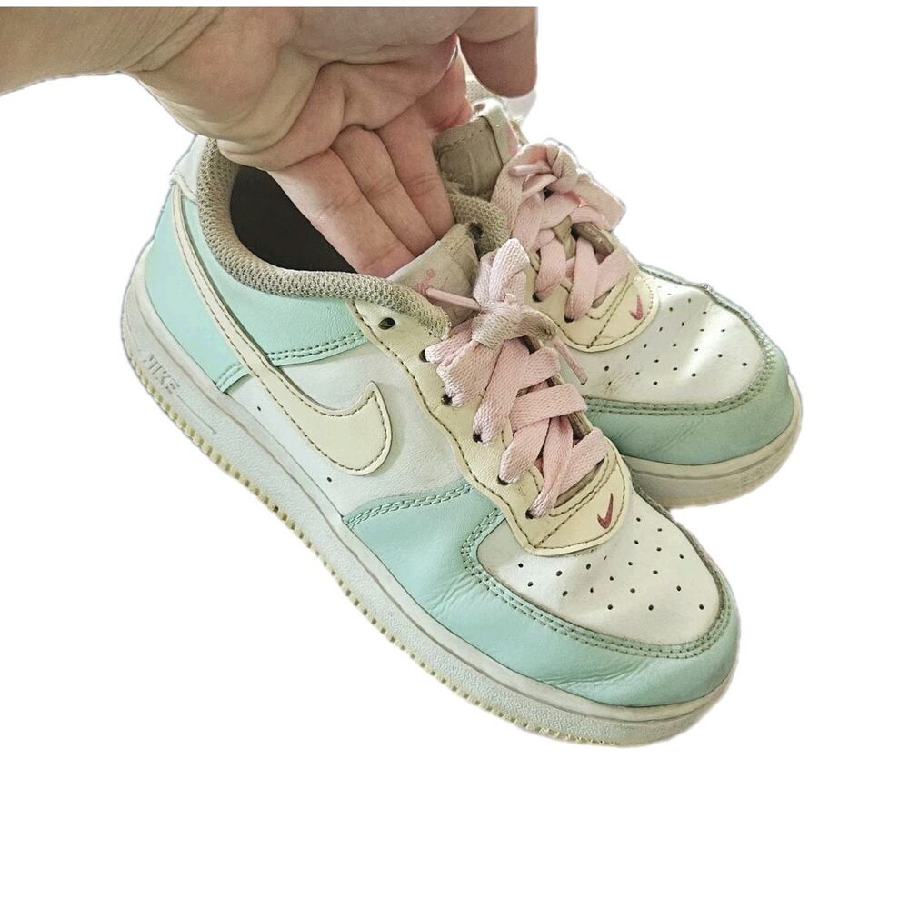 NIKE Air Force 1 Low Rise Sneakers Guava Ice Youth Size 2 Pink Blue Athleisure